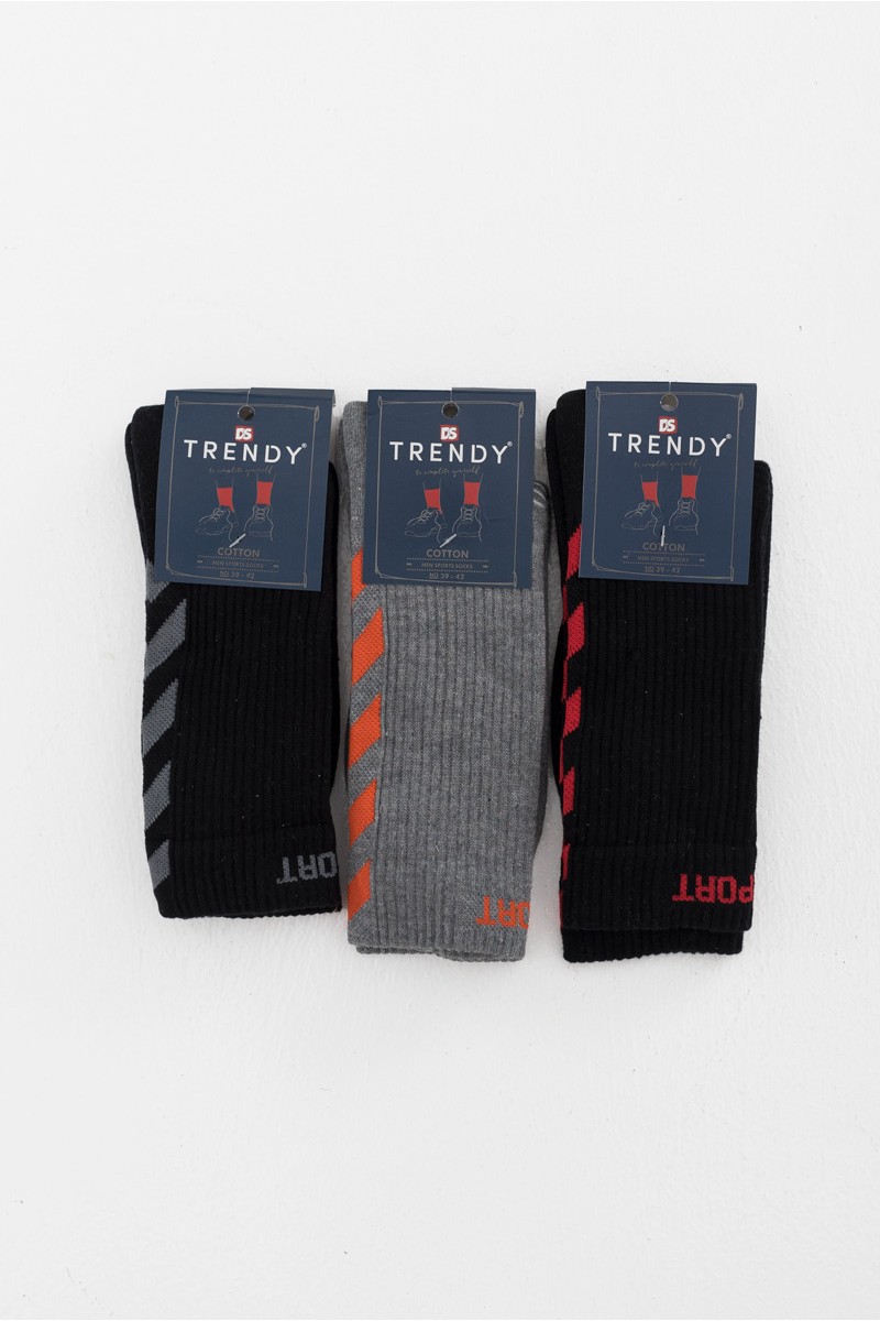 Αθλητικές Κάλτσες TRENDY 3 Pack MULTICOLOR GREY BLUE Αθλητικές Κάλτσες TRENDY 3 Pack MULTICOLOR GREY BLUE
