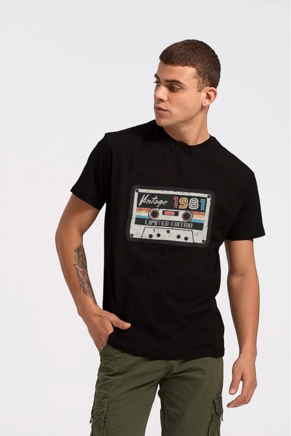 Ανδρικό T-Shirt TRAX Vintage 45505 Μαύρο
