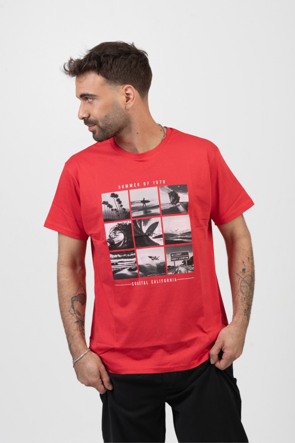 Ανδρικό T-Shirt TRAX CALIFORNIA ΚΟΚΚΙΝΟ 45506