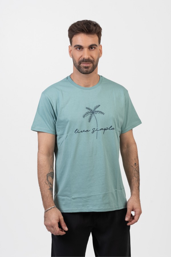 Ανδρικό T-Shirt TRAX PALM TREE ΜΕΝΤΑ 45513