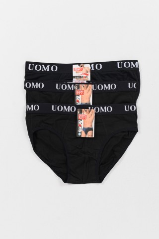 Ανδρικά Σλιπ UOMO 3 PACK 1017 ΜΑΥΡΟ