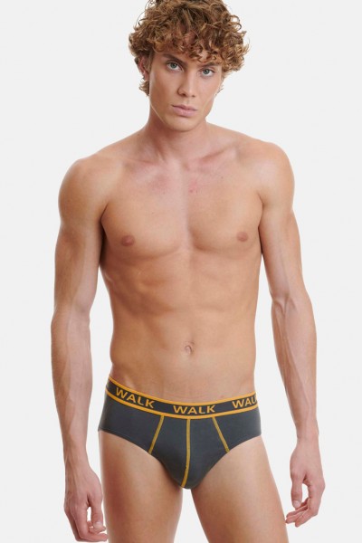 Ανδρικά εσώρουχα WALK Slip 2 PACK W1757 ΑΝΘΡΑΚΙ ΚΙΤΡΙΝΟ