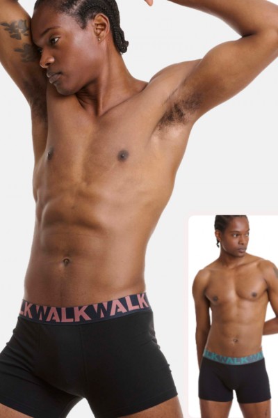 Ανδρικά εσώρουχα WALK Boxers 2 PACK W1755-1 ΜΑΥΡΟ