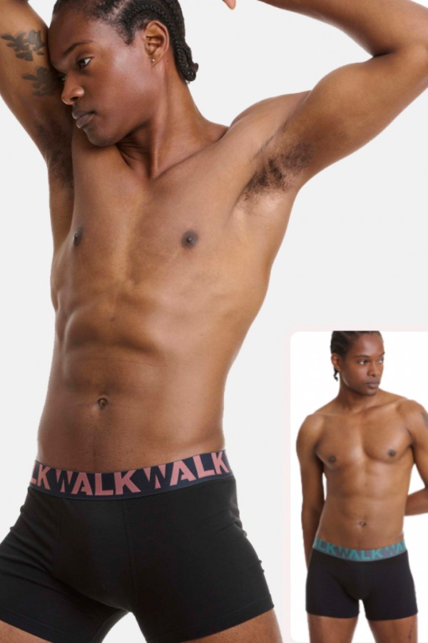 Ανδρικά εσώρουχα WALK Boxers 2 PACK W1755-1 ΜΑΥΡΟ