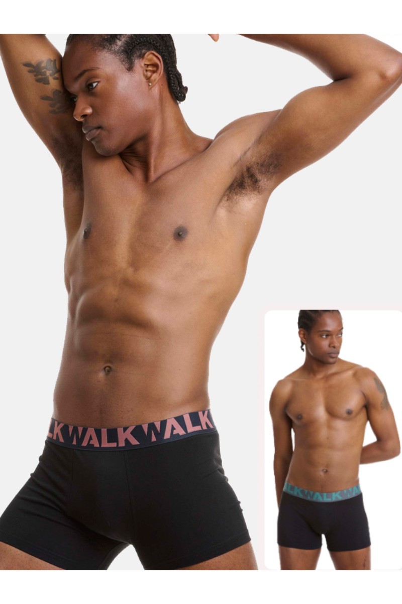 Ανδρικά εσώρουχα WALK Boxers 2 PACK W1755-1 ΜΑΥΡΟ