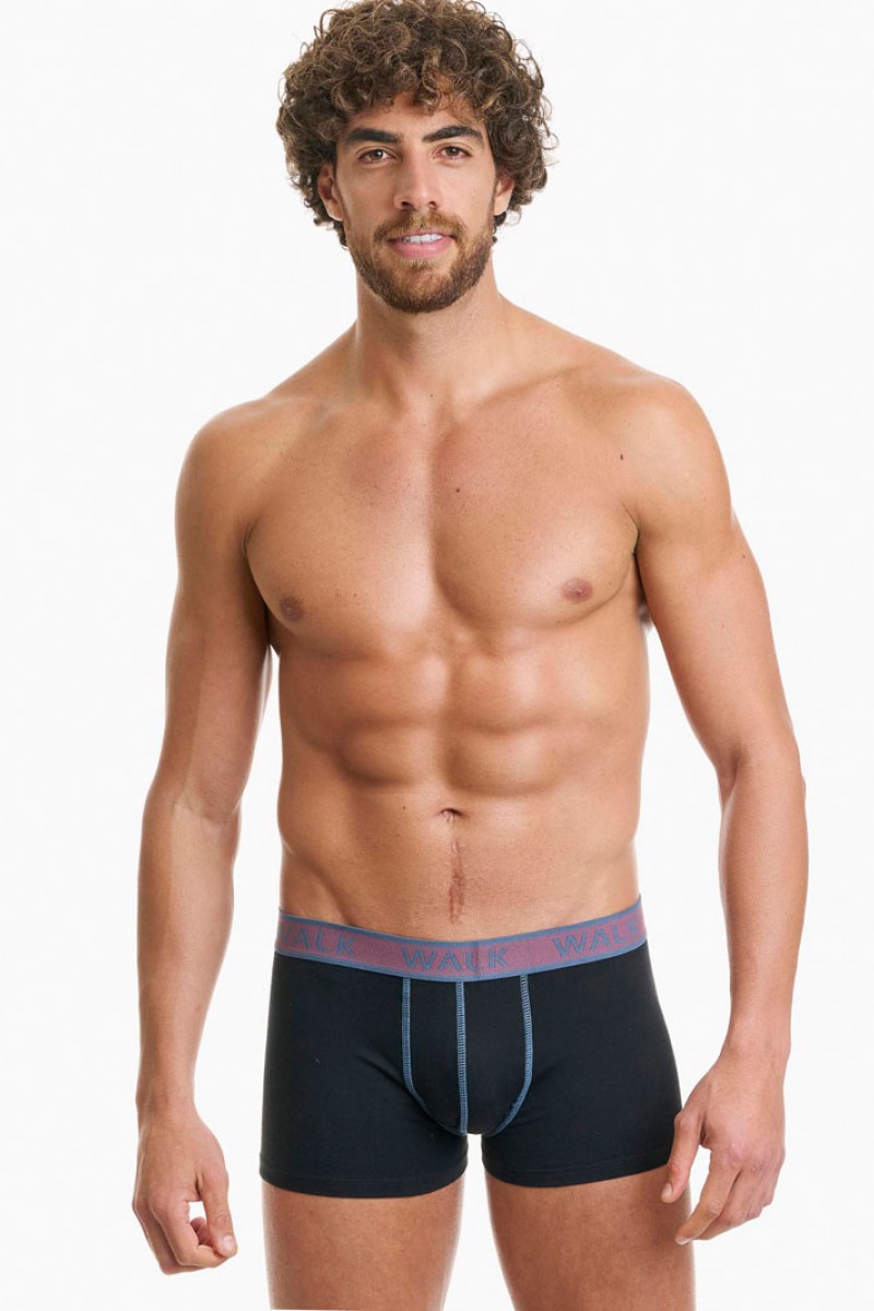 Ανδρικά εσώρουχα WALK Boxers 2 PACK W1756_0202 ΜΑΥΡΟ ΜΑΥΡΟ