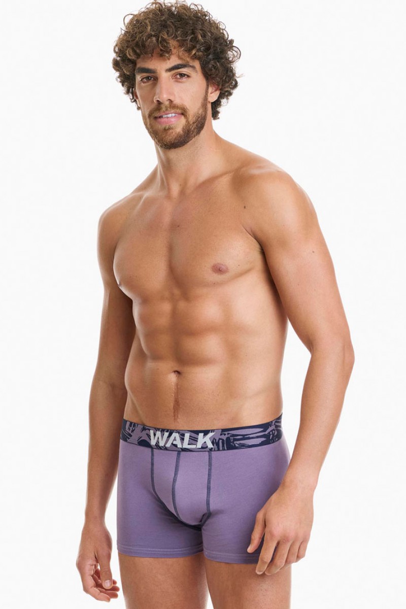Ανδρικά εσώρουχα WALK Boxers 2 PACK W1762-4_0330 ΜΠΛΕ ΣΚ ΛΙΛΑ