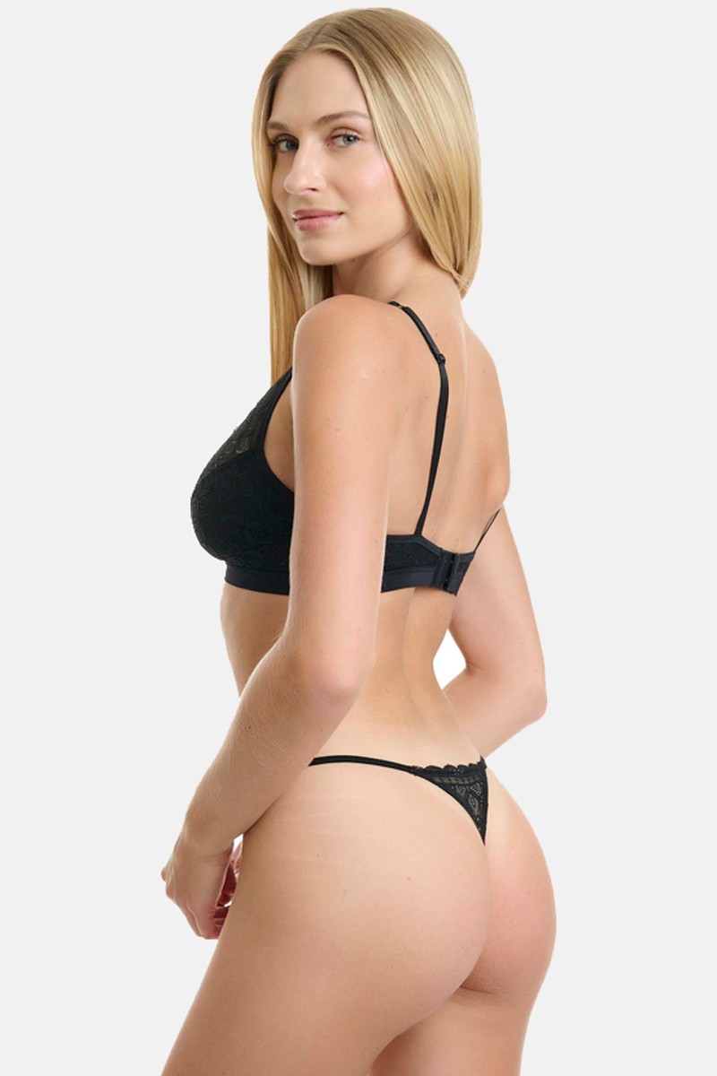 G-STRING ΜΕ ΔΑΝΤΕΛΑ WALK W2047_02 ΜΑΥΡΟ