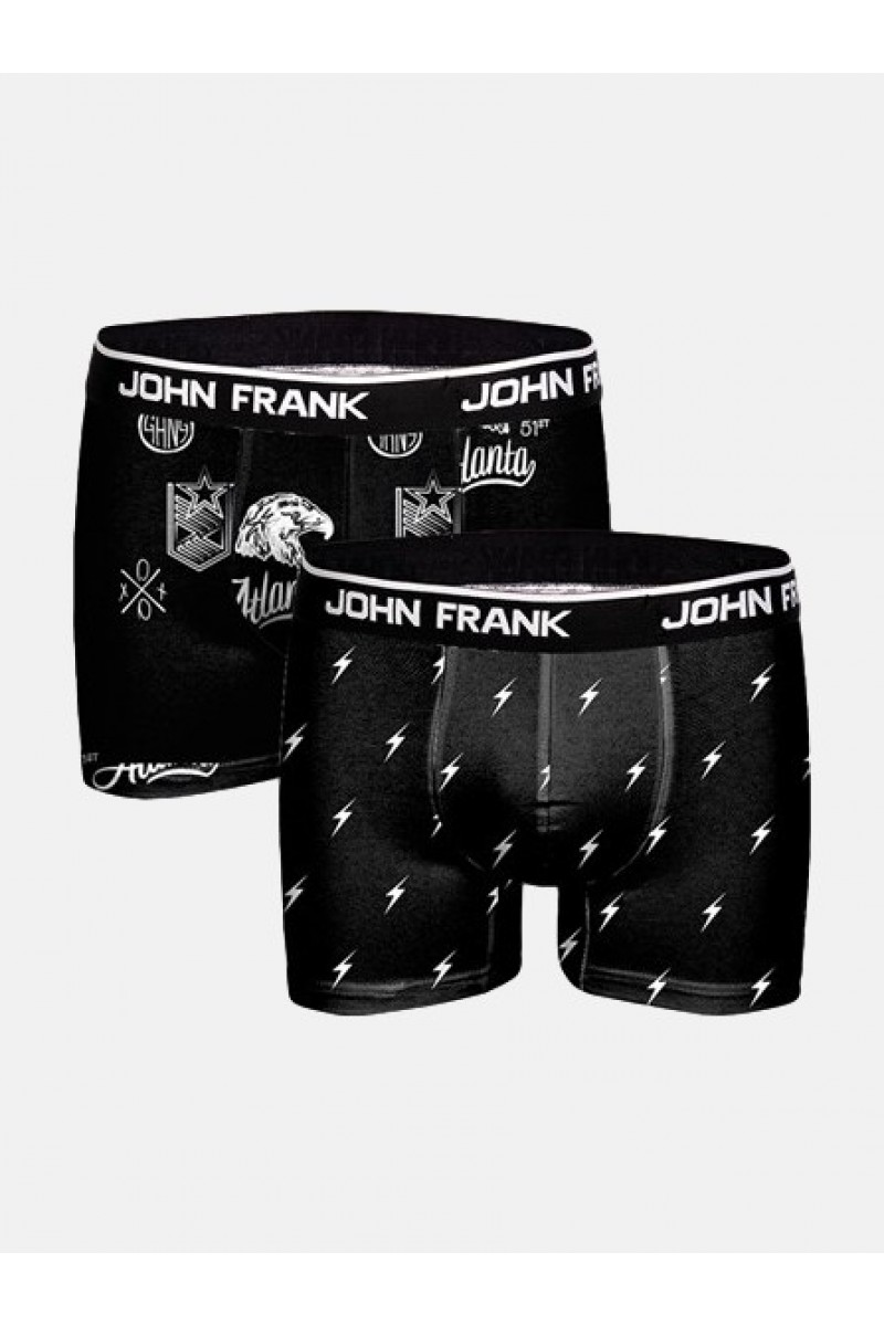 Ανδρικά μπόξερ JOHN FRANK BLACK and BLACK (2Pack) - JF2BMC08 Ανδρικά μπόξερ JOHN FRANK BLACK and BLACK (2Pack) - JF2BMC08