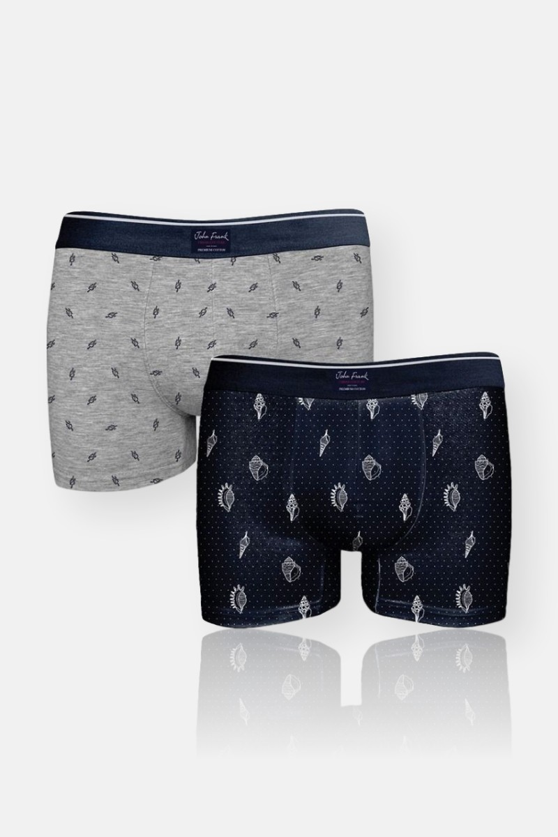 Ανδρικά μπόξερ JOHN FRANK Grey - Navy (2Pack) - JF2BMUC28 Ανδρικά μπόξερ JOHN FRANK Grey - Navy (2Pack) - JF2BMUC28