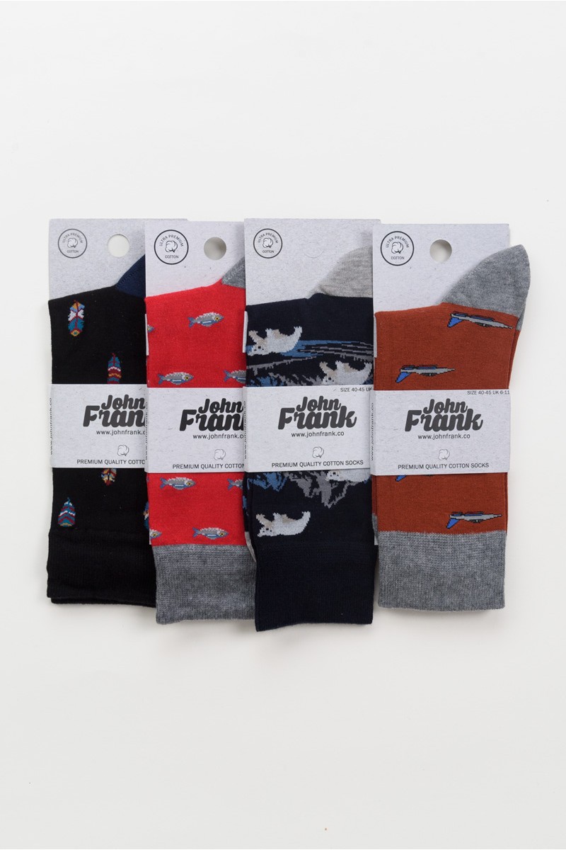 Ανδρικές κάλτσες JOHN FRANK 4 Pack Mix 34 Ανδρικές κάλτσες JOHN FRANK 4 Pack Mix 34