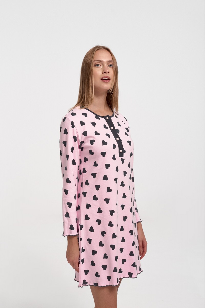 Χειμερινό Νυχτικό MISS RODI Pink Heart 3808