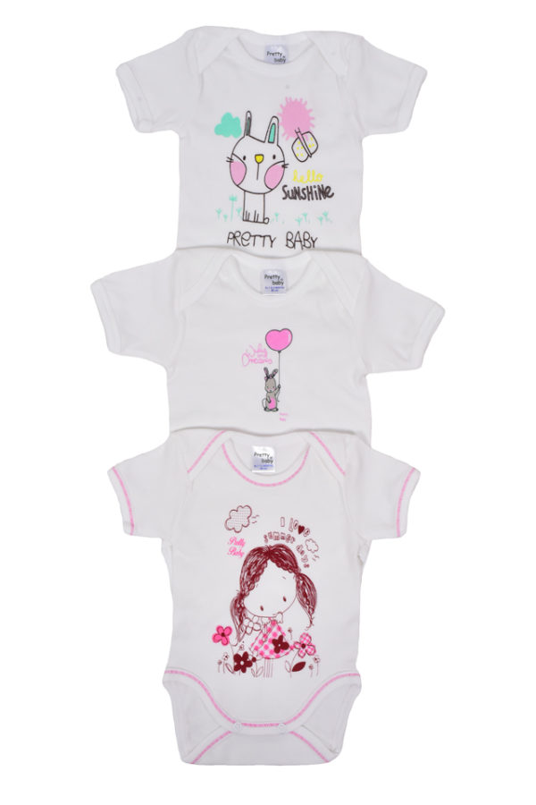 Βρεφικά κορμάκια Pretty Βaby για κορίτσι (3 Pack) 20302