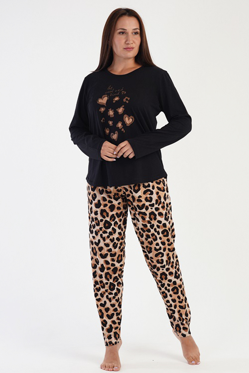Μακρυμάνικη πιτζάμα VIENETTA PLUS SIZE Leopard 304088 Μακρυμάνικη πιτζάμα VIENETTA PLUS SIZE Leopard 304088