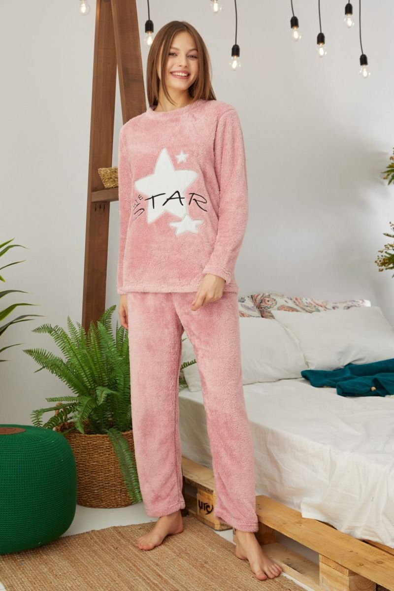 Χνουδωτή πΙτζάμα SIYAH INCI CUTE STAR 72543A Χνουδωτή πΙτζάμα SIYAH INCI CUTE STAR 72543A